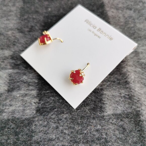 Alicia Bonnie Gem Star Gold Raspberry Labradorite Drop Earrings BRAND NEW - Picture 4 of 5